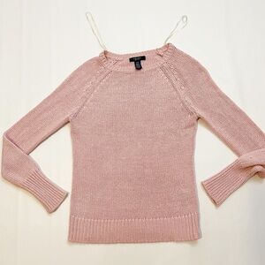 chaps light pink knit sweater size S